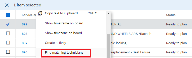 FSM matching technicians