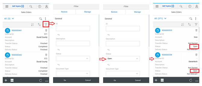 SAP Fiori Search Filters for Smartphone